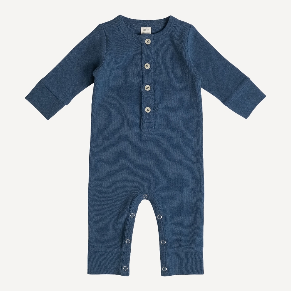 NWT 3T Kate Quinn Organics long sleeve sport union suit deep blue cotton
